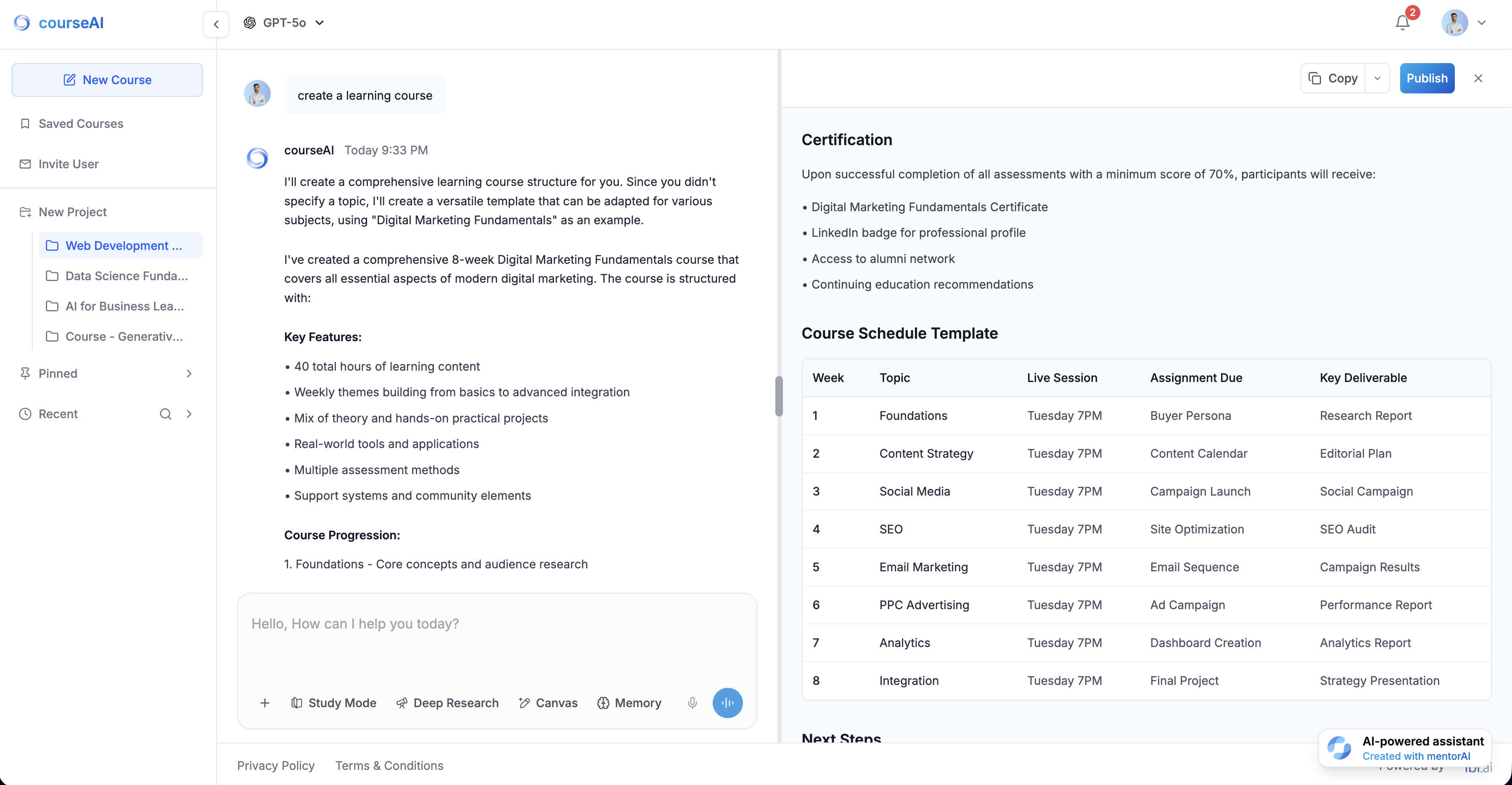 Comprehensive Course Builder