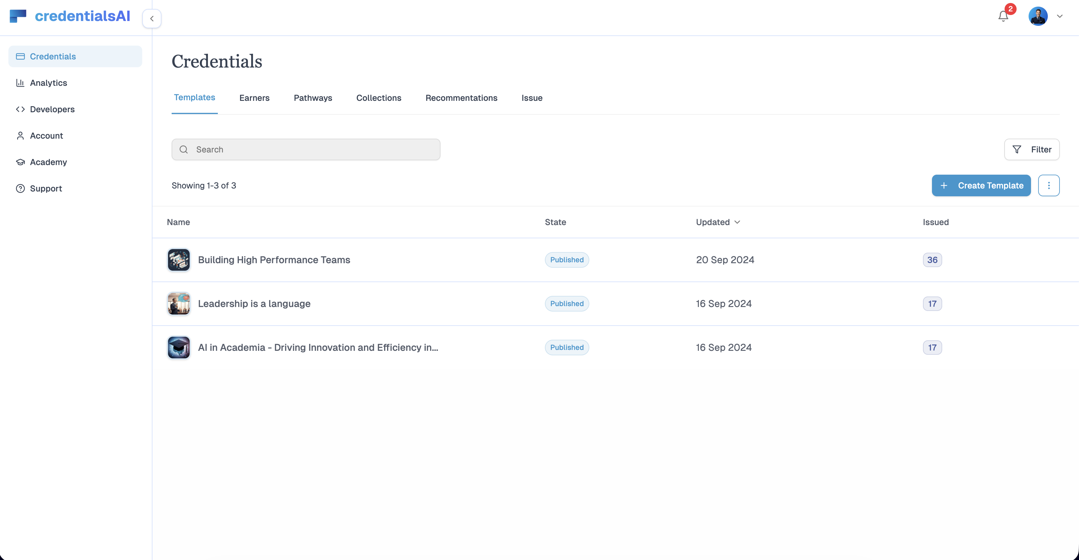 Credentials Dashboard